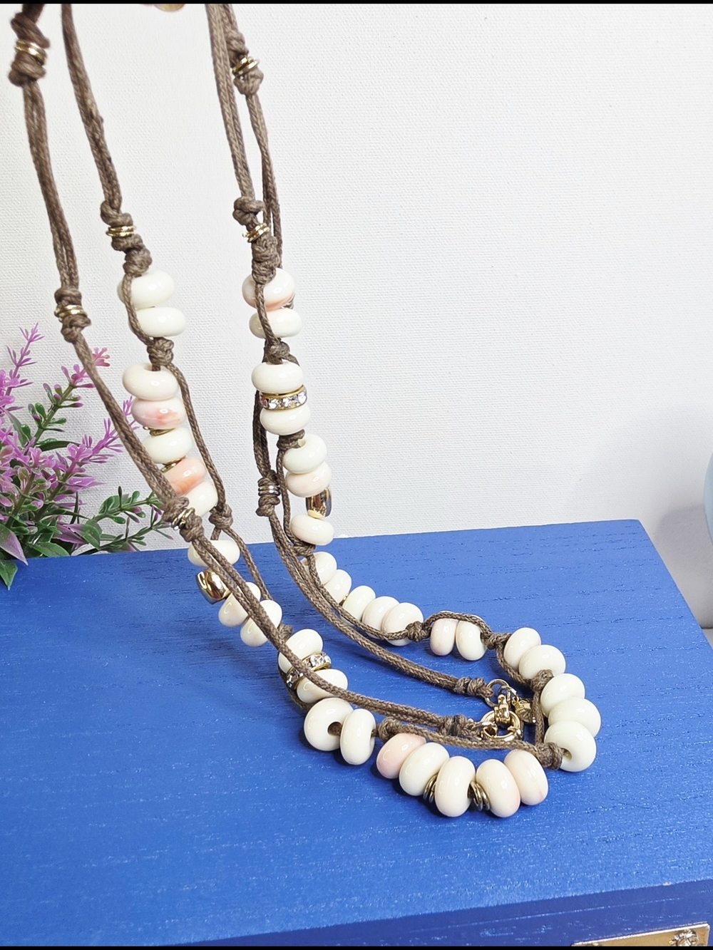 J. Crew Shell Bead Brown Cord Necklace - Picture 9 of 10